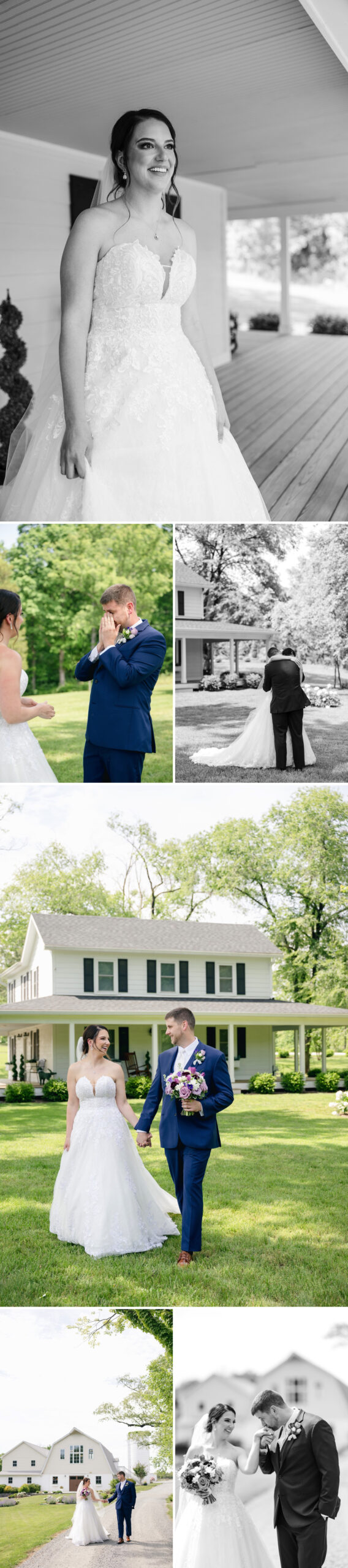 Groom crying during first look with his bride at 48 Fields