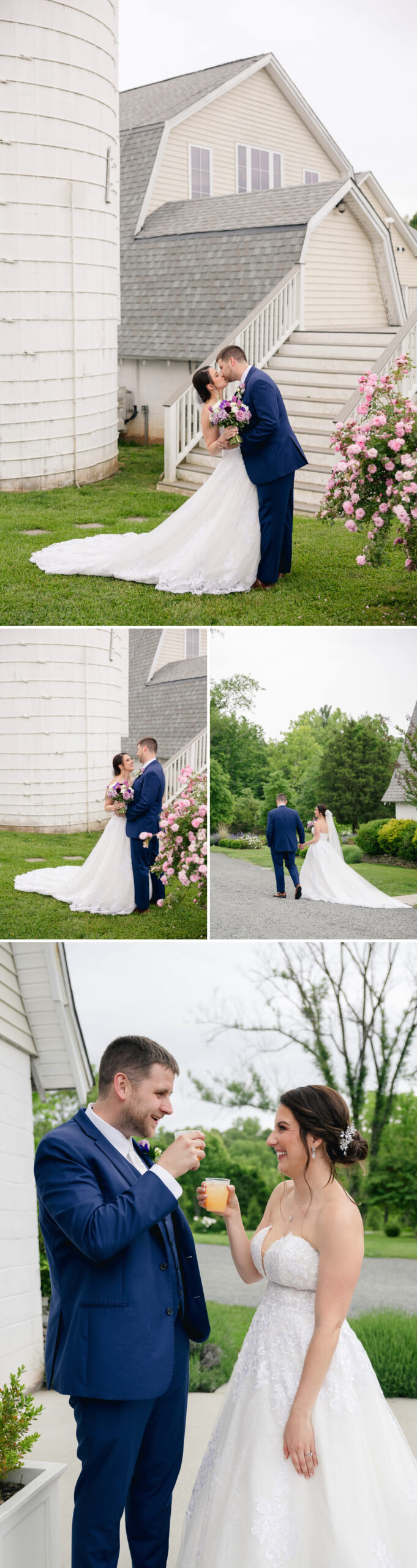 Bride and groom portraits next to silo at 48 fields in Leesburg