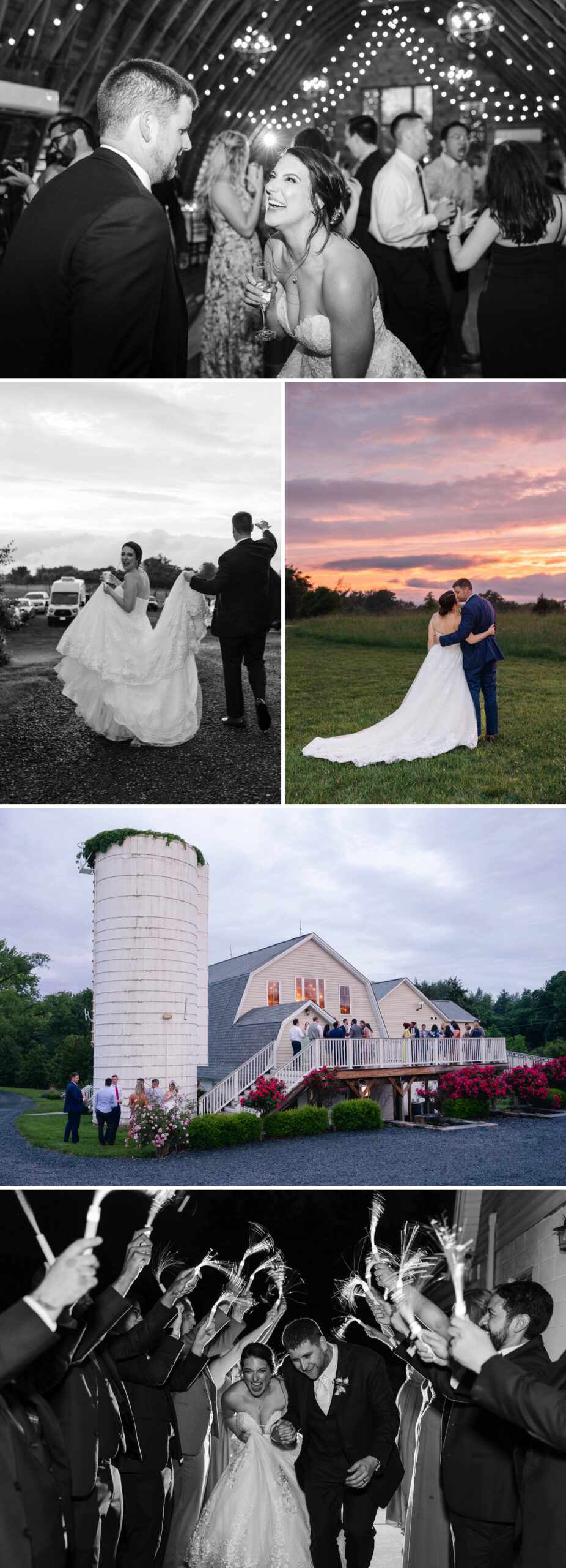 Bride and groom kissing in front of the sunset in Leesburg, Virginia